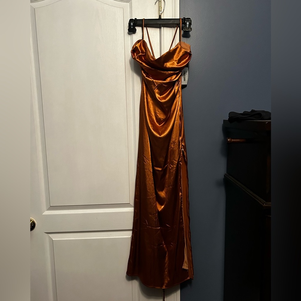 Angel Fashions lace up back split thigh dress